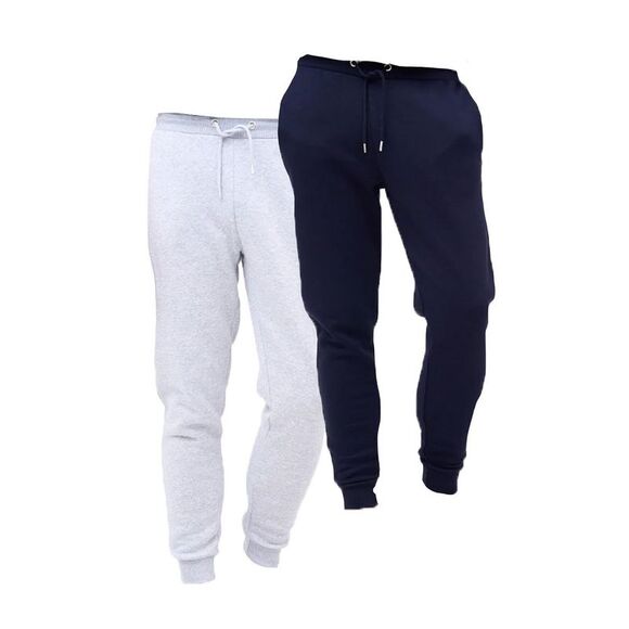 Keanu Mens Cotton Blend Slim Sweatpants (Pack of 2) / Navy/Grey Marl